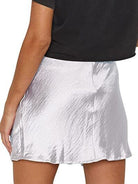 Light Gray Magical Lace Detail Slit Mini Skirt Mini Skirts