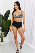Light Gray Marina West Swim Take A Dip Twist High-Rise Bikini in Leopard Swimwear