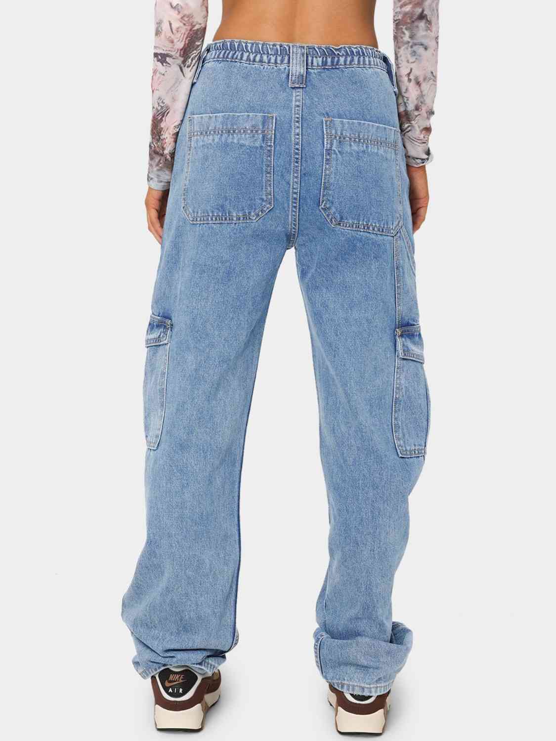 Lavender Straight Jeans with Pockets Denim