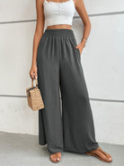 Dark Slate Gray Wide Waistband Relax Fit Long Pants