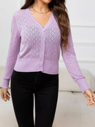 Thistle V-Neck Buttoned Long Sleeve Knit Top Clothing