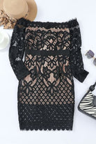 Lavender Off-Shoulder Long Sleeve Lace Dress New Year Looks