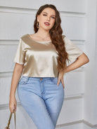Gray So Into You Plus Size Short Sleeve Tie Back Blouse Plus Size Tops