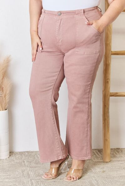 Gray RISEN Full Size High Rise Ankle Flare Jeans Valentine's Day