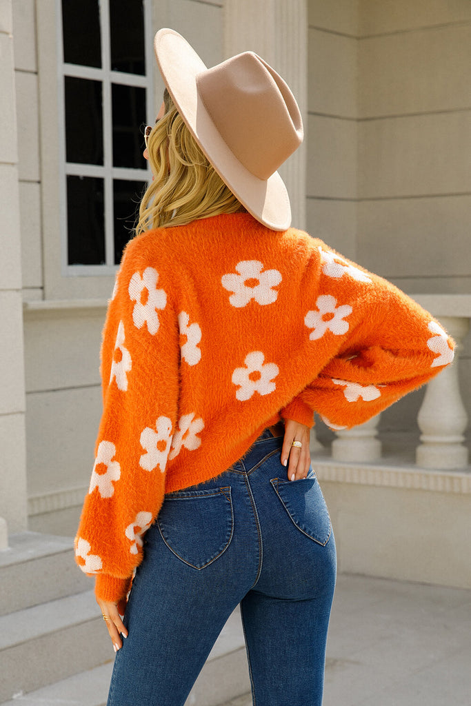 Rosy Brown But It's Over Floral Open Front Fuzzy Cardigan Cardigan