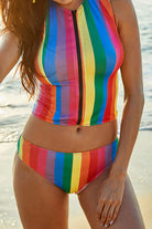 Sienna God Is A Woman Rainbow Striped Split Bikini Swimwear