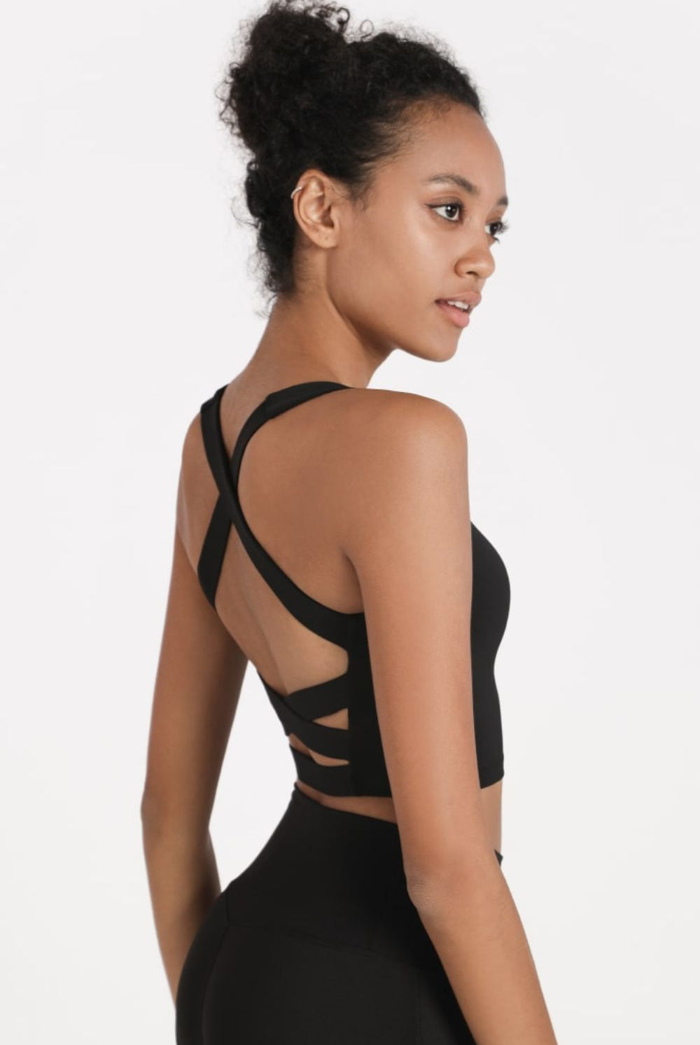 Black Never Miss Crisscross Open Back Cropped Sports Cami activewear
