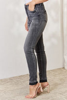 Light Gray Judy Blue Full Size High Waist Tummy Control Release Hem Skinny Jeans Plus Size Clothing