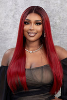 Saddle Brown Glory Days 13*2" Lace Front Wigs Synthetic Straight 26" 150% Density- Red Wigs