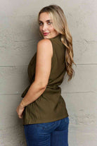 Dark Gray Ninexis Follow The Light Sleeveless Collared Button Down Top Clothing