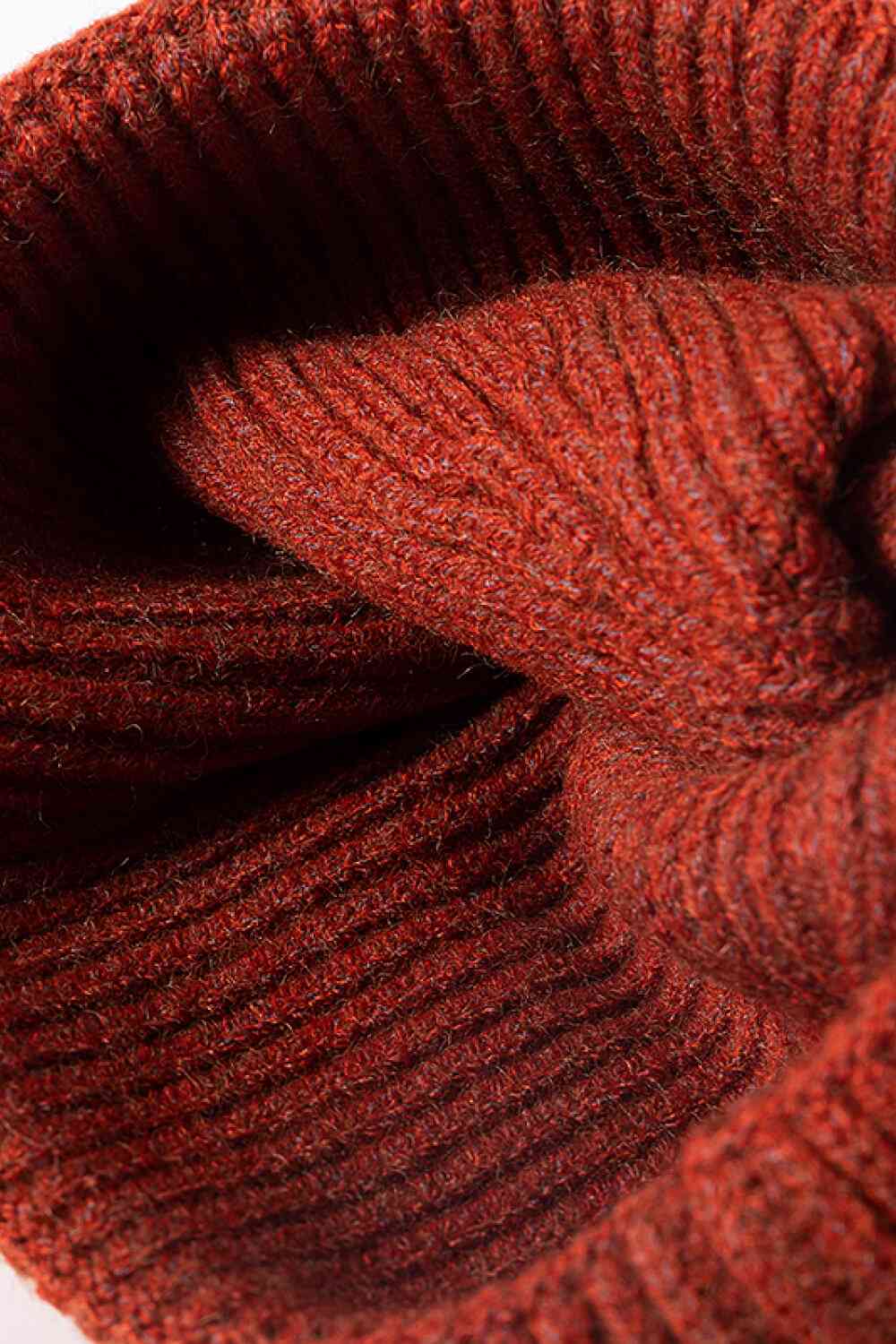 Saddle Brown NEWYORK Patch Rib-Knit Cuffed Beanie Winter Accessories