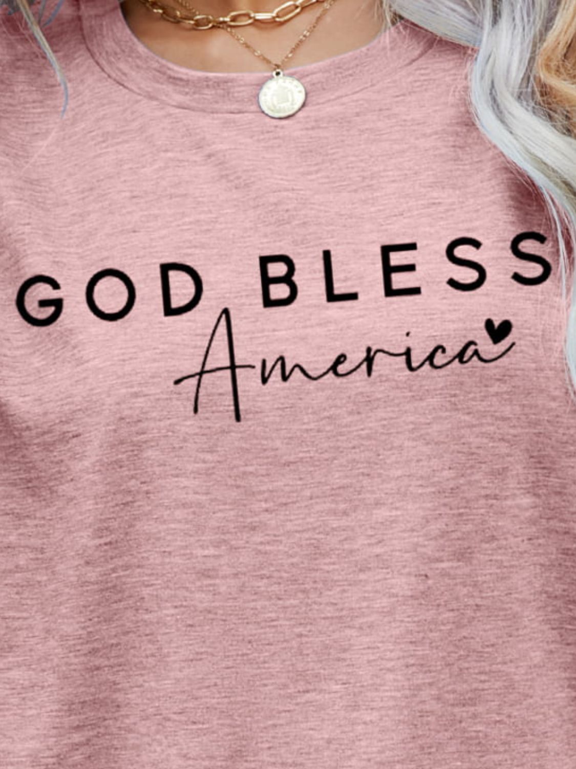 Tan GOD BLESS AMERICA Graphic Short Sleeve Tee Tops