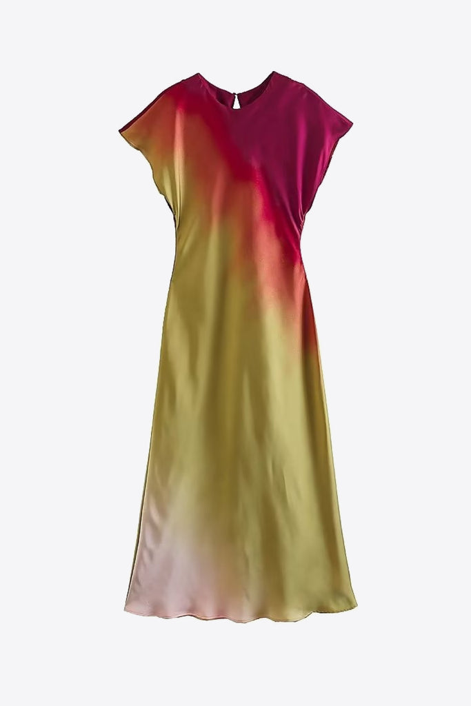 Sienna Gradient Round Neck Midi Dress Clothing