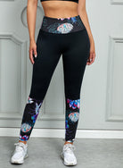 Gray Printed Wide Waistband Active Leggings