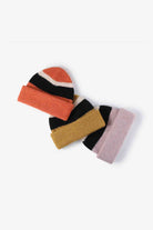 White Smoke Tricolor Cuffed Knit Beanie Winter Accessories