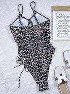 Light Gray Leopard Cutout Tied One-Piece Swimsuit Trends