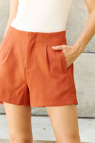 Light Gray And The Why Every Little Thing Full Size Pleated High Waisted Shorts in Ochre Shorts