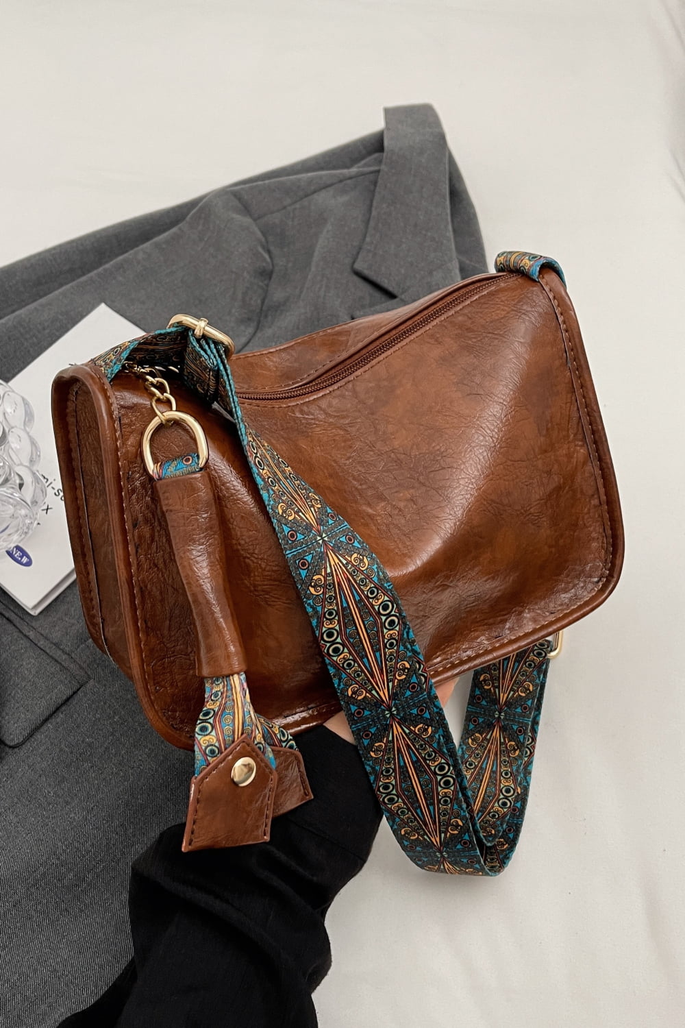 Light Gray Adored PU Leather Shoulder Bag Handbags