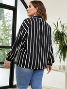 Light Gray Plus Size Striped Shirt Clothing
