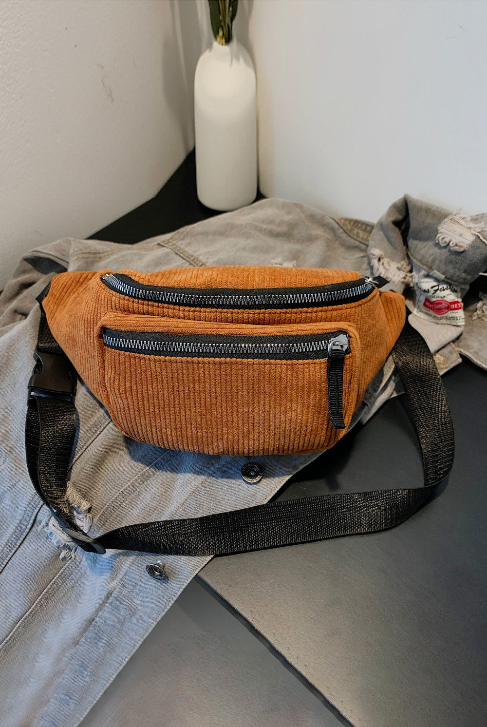 Light Slate Gray Corduroy Sling Bag Handbags