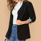 Tan Lapel Collar Roll-Tab Sleeve Blazer Clothes