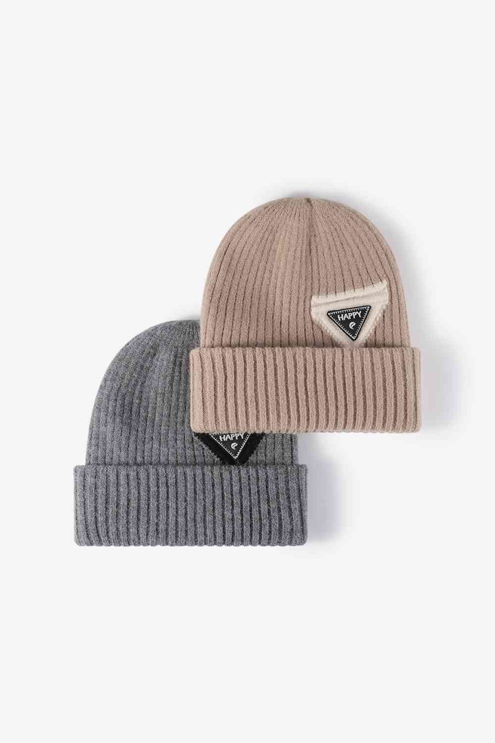 White Smoke HAPPY Contrast Beanie Winter Accessories