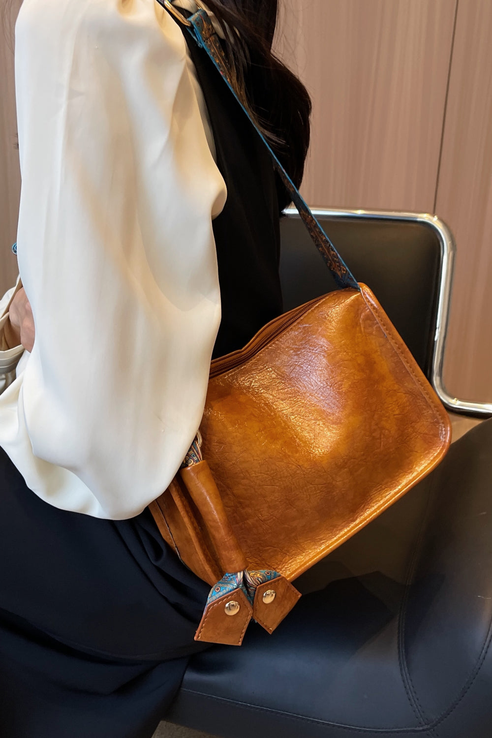 Black Adored PU Leather Shoulder Bag Handbags