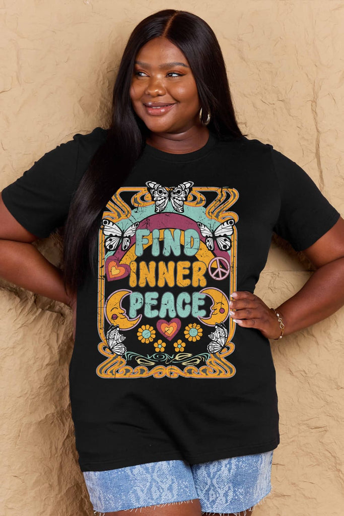 Tan FIND INNER PEACE Graphic Cotton T-Shirt Graphic Tees