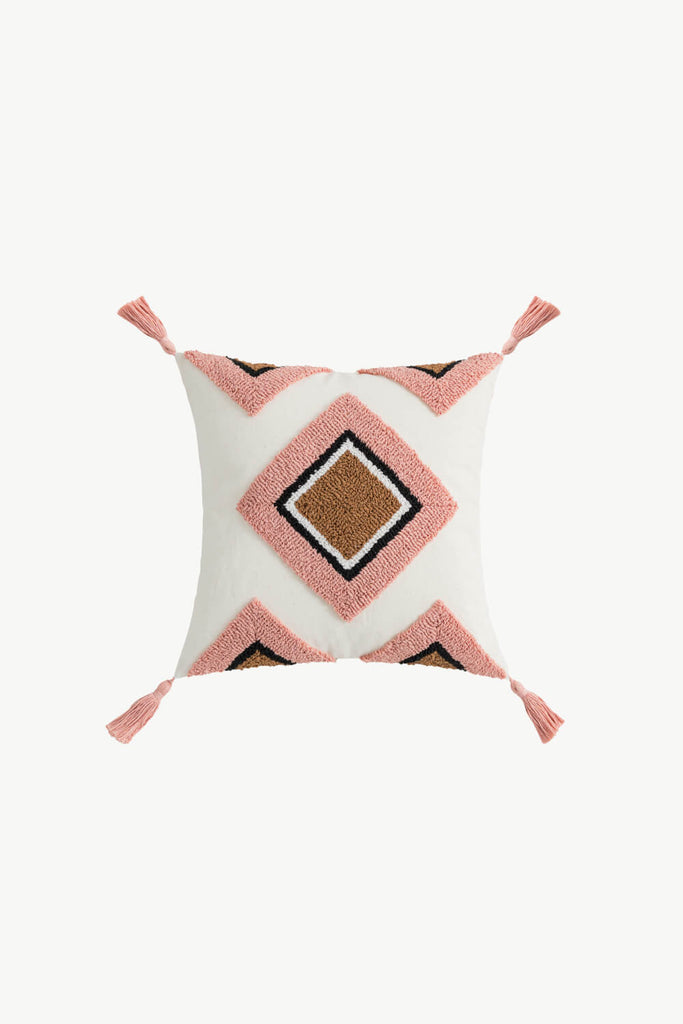 White Smoke Your New Obsession Geometric Graphic Tassel Pillow Cover Pillow Cover