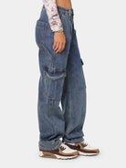 Dark Slate Gray Straight Jeans with Pockets Denim