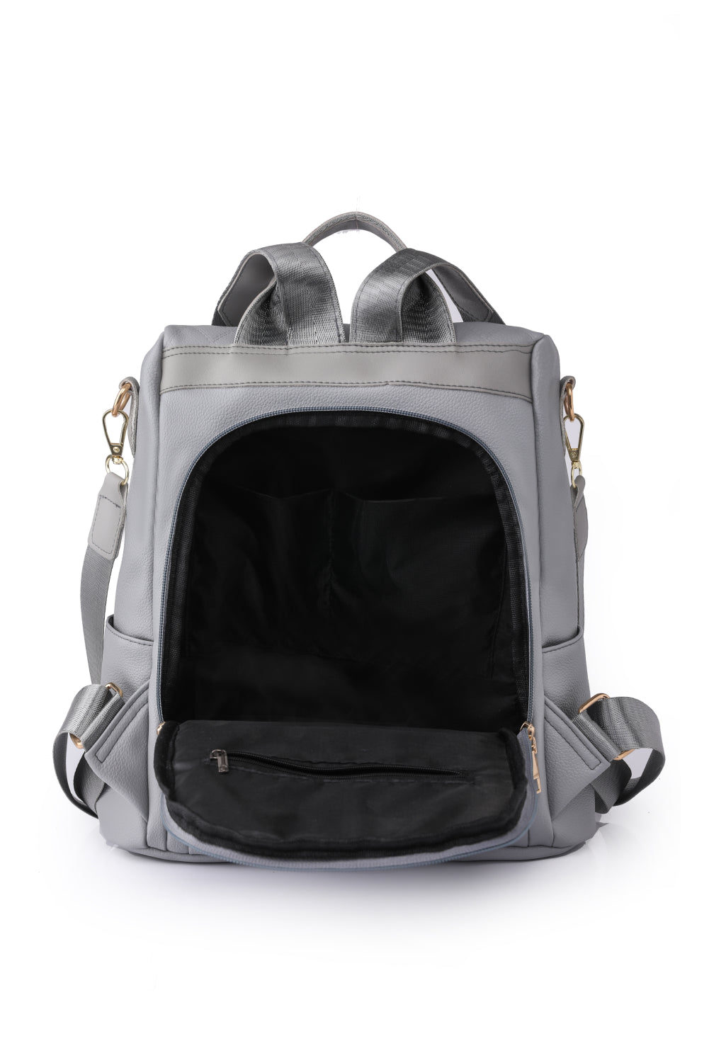 Light Gray Pum-Pum Zipper Backpack Clothing