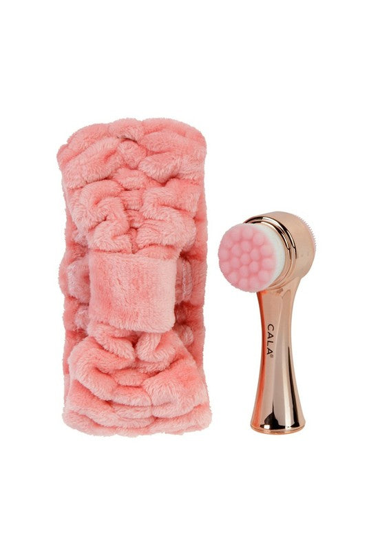 Dark Salmon Rose Gold Goal to Glow Dual action facial brush & headband set Bath & Body Gift Sets