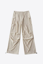 Beige Drawstring Waist Joggers with Pockets Clothing