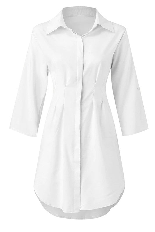 White Smoke Kali Button Down Shirt Dress Dress