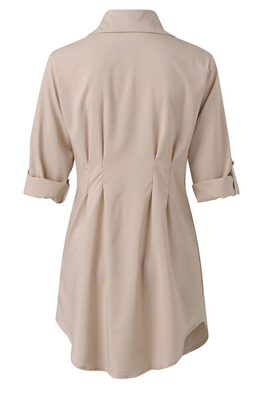 Rosy Brown Kali Button Down Shirt Dress Dress