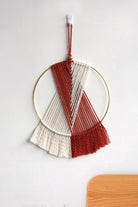 Antique White Contrast Fringe Round Macrame Wall Hanging Home
