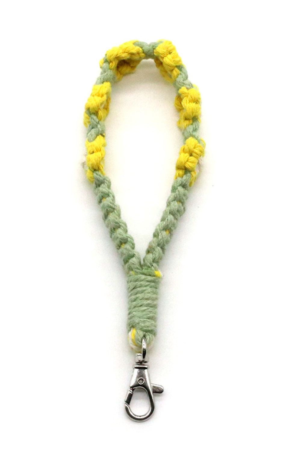 Beige Assorted 4-Pack Hand-Woven Flower Macrame Wristlet Keychain Key Chains