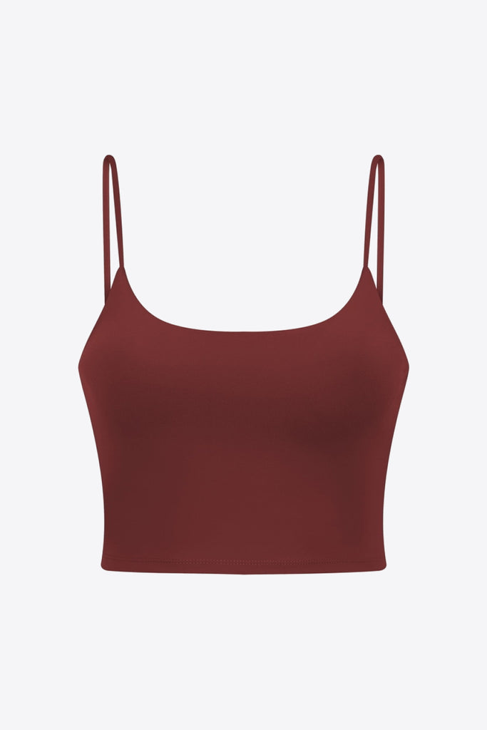 Saddle Brown Feel Like Skin Scoop Neck Sports Cami activewear
