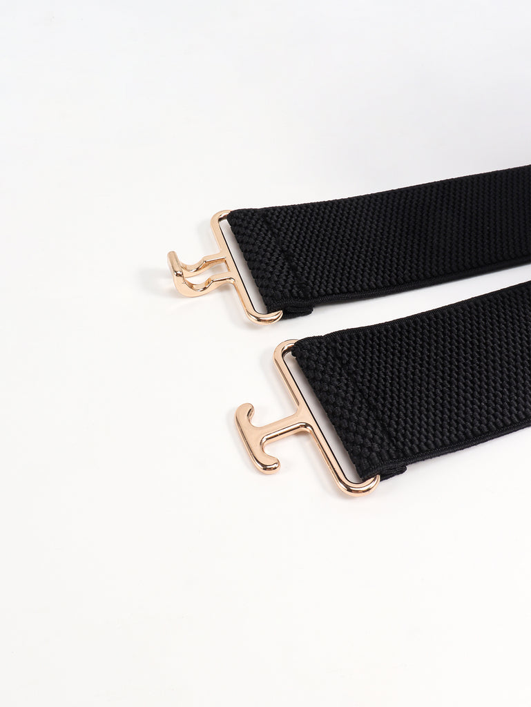 Black Timeless Classic Elastic Wide Belt Belts