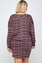 Dim Gray Amanda Plaid Plus Size Skirt Set Outfit Sets