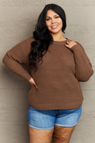 Dim Gray Zenana Breezy Days Plus Size High Low Waffle Knit Sweater Clothing