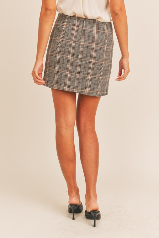 Antique White Aretta Plaid Mini Skirt Skirts