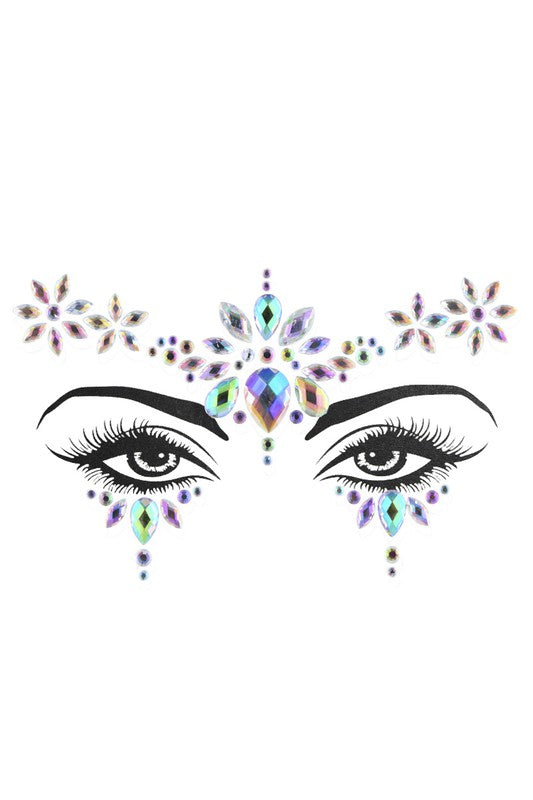 White Smoke Fairy Queen Rhinestone Face Stickers Costume & Stage Makeup