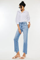 Lavender Kancan High Waist Raw Hem Straight Jeans Denim