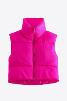 Medium Violet Red Zip-Up Drawstring Puffer Vest Clothing
