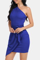 Misty Rose Tie Front One-Shoulder Sleeveless Dress Clothing