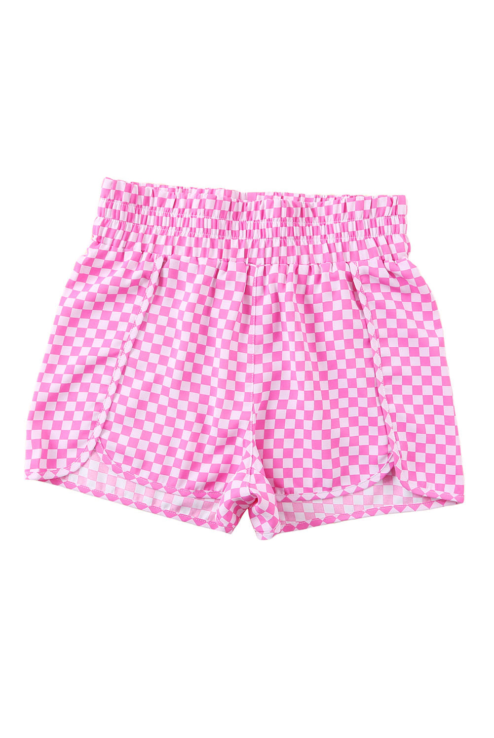 Pink Happy Vibes Leopard Elastic Waist Shorts Shorts