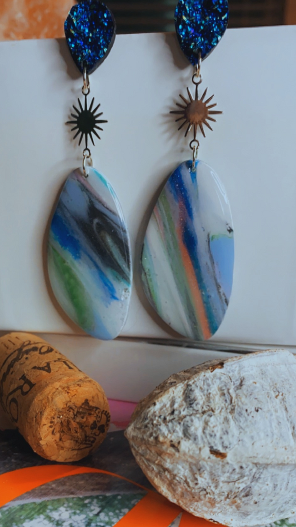 Dark Gray Ocean Eyes Clay Earrings Earrings