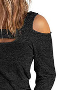 Black Full Size Cutout Cold Shoulder Blouse Plus Size Clothes