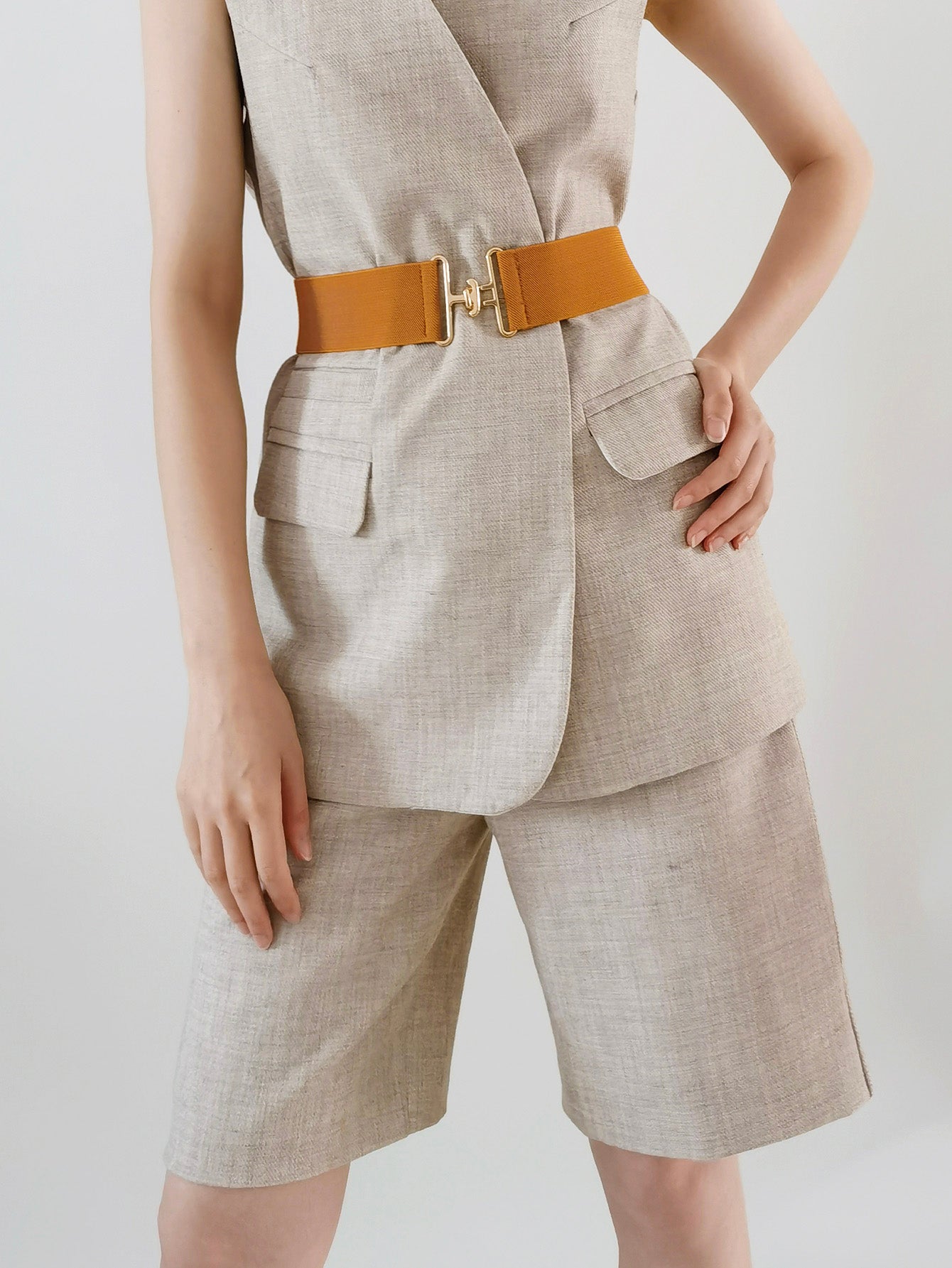 Gray Timeless Classic Elastic Wide Belt Belts